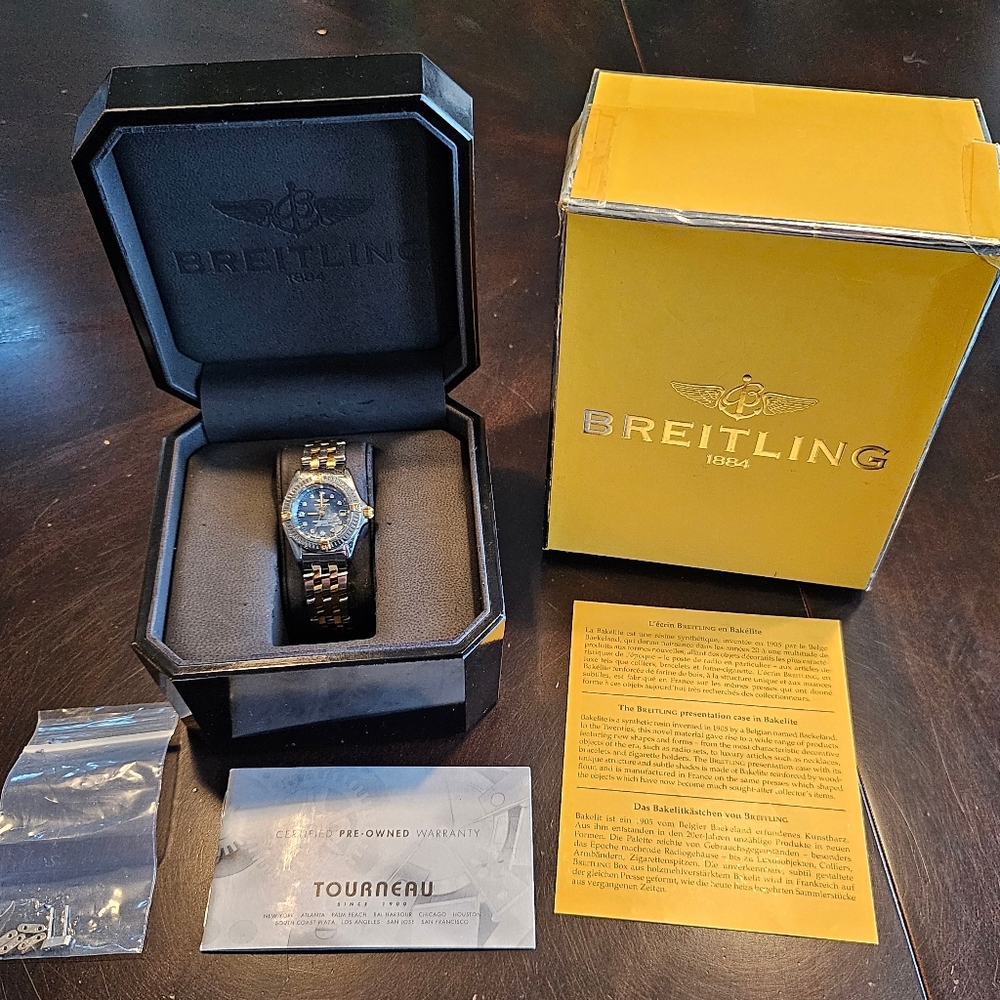 Callistino BREITLING Diamond Blue Mother of Pearl Dial Two-Toned Watch B72345